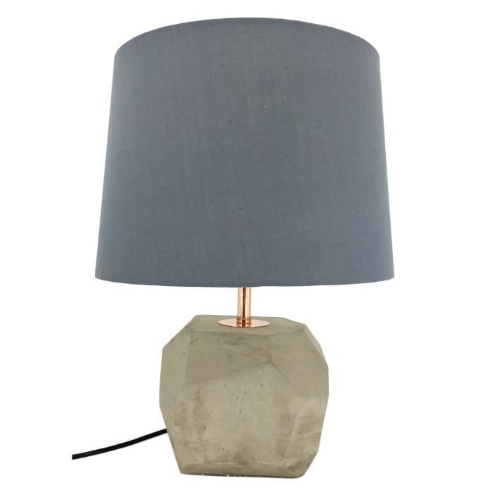 Lampe beton abat jour E27 60W 45 cm gris