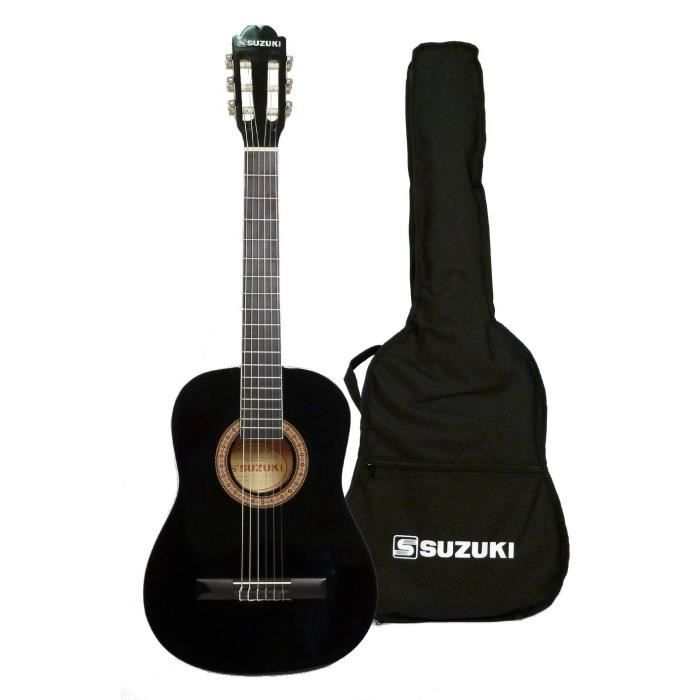 Suzuki Guitare Classique 3/4 Finition Noire Avec Housse