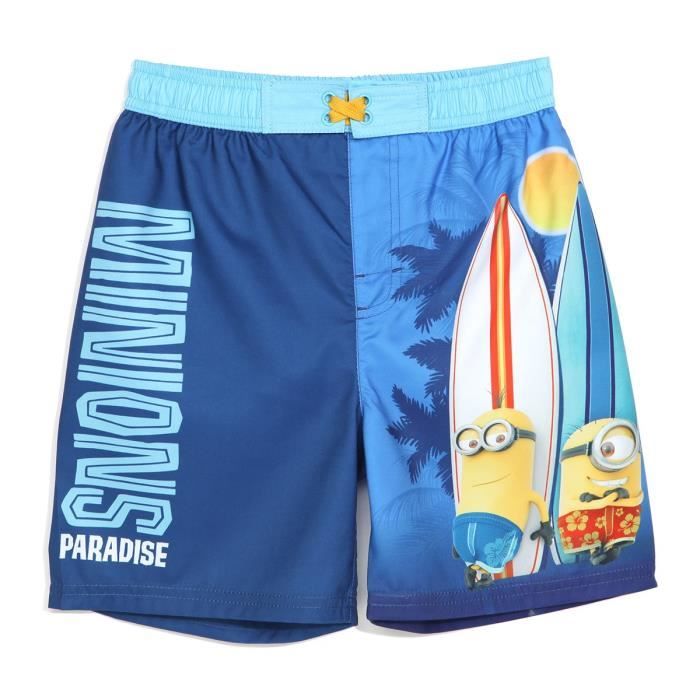MINIONS Maillot de Bain Bleu Enfant Garçon Sérigraphie