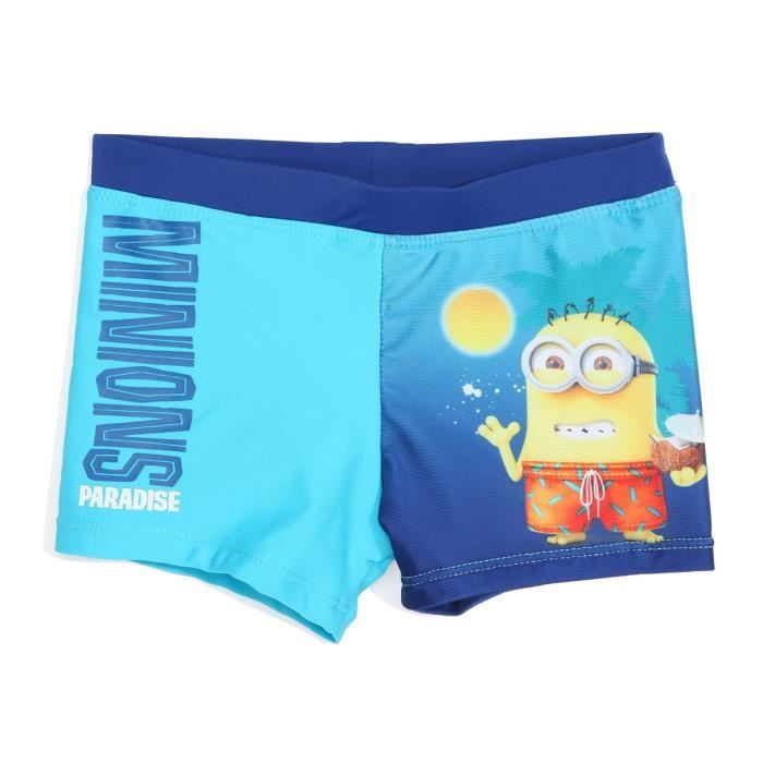 MINIONS Maillot de Bain Bleu Enfant Garçon Sérigraphie