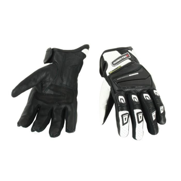 RIDER-TEC Gants Été Race II Cuir CE 1Kp.Homologué EPI (loi du 20/11/2016)