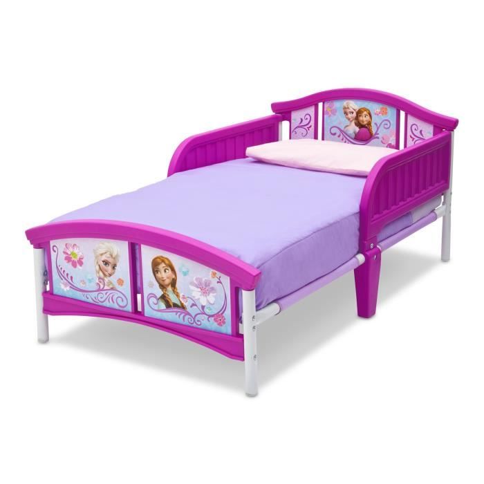 LA REINE DES NEIGES - Lit Enfant en Métal et Plastique - Blanc et Violet - 70 x 140 cm - Fille