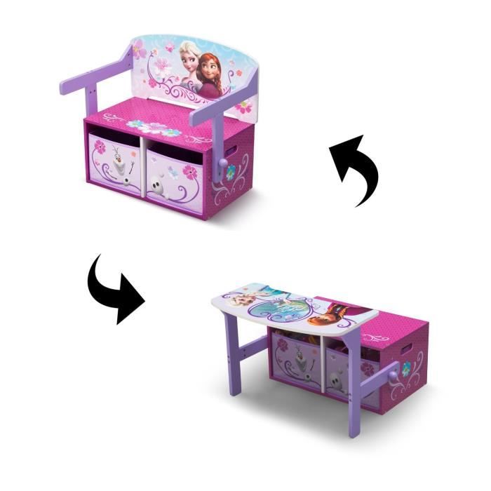 LA REINE DES NEIGES - Bureau/Banc Enfant Convertible avec Rangements