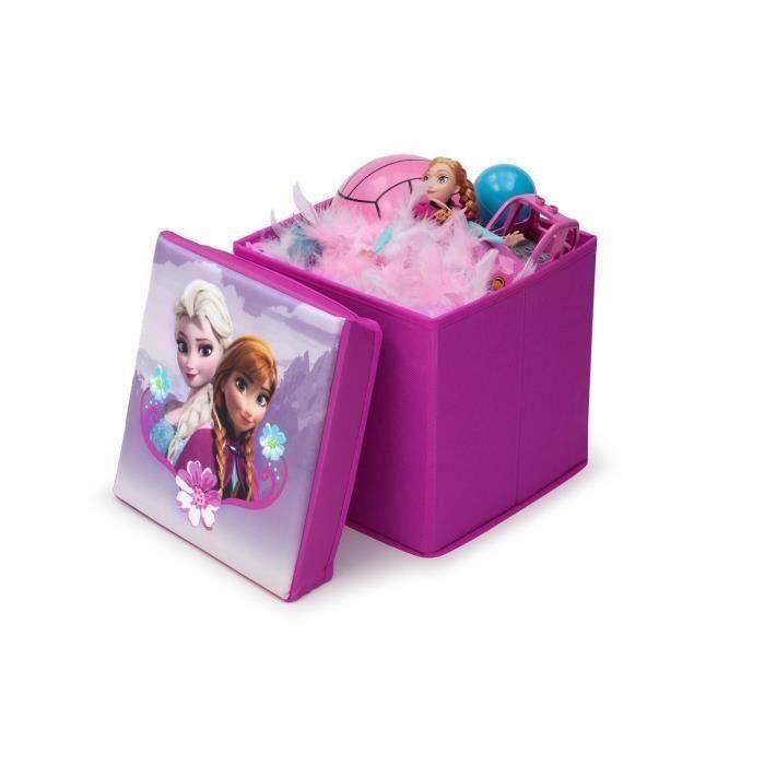 LA REINE DES NEIGES - Pouf de rangement/Coffre à Jouets Enfant Pliable - Violet et Multicolore