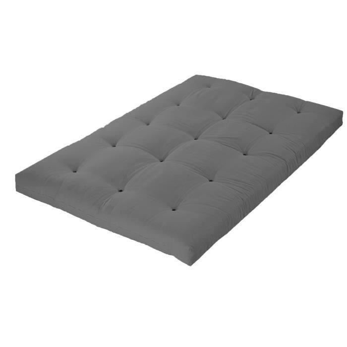 Matelas 140 x 190 cm- Futon - 15 cm - Ferme et Equilibré - Gris clair