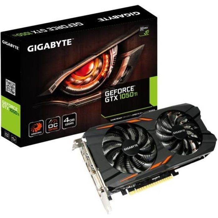 Gigabyte GeForce GTX 1050 Ti Windforce OC 4G carte graphique GF GTX 1050 Ti 4 Go