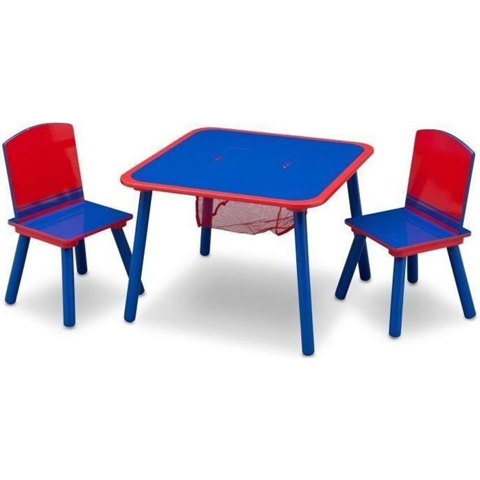 DELTAKIDS - Ensemble Table et 2 Chaises Bois Enfant - Bleu et Rouge