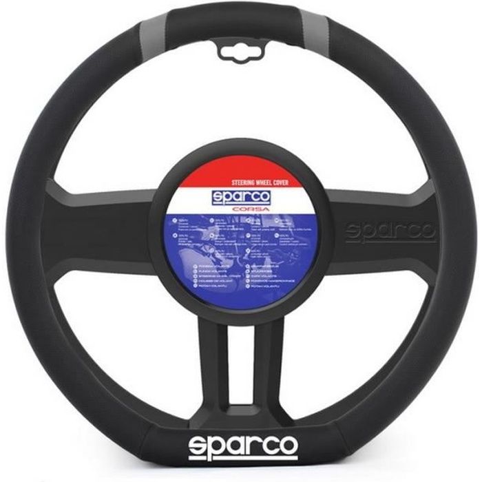 SPARCO  Couvre-volant -  Pour volant de type meplat - Meplat et lisere gris