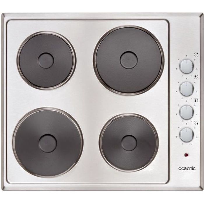OCEANIC CTE4IX - Table de cuisson électrique - 4 foyers - L58xP51cm - Revêtement inox - Coloris Inox