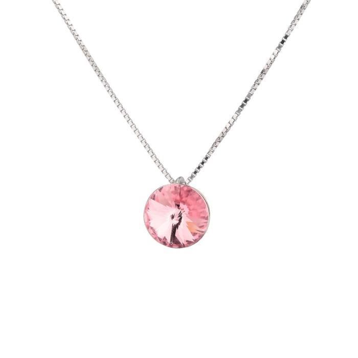 LES BIJOUX D'EMMA CRISTAL - Collier en Argent et Cristal De Swarovski Coloris Light Rose