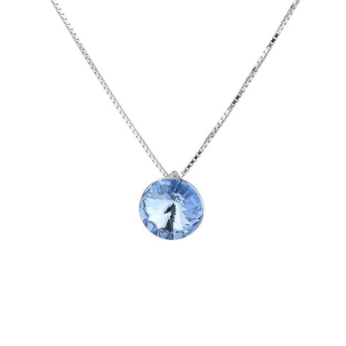 LES BIJOUX D'EMMA CRISTAL - Collier en Argent et Cristal De Swarovski Coloris Light Sapphire