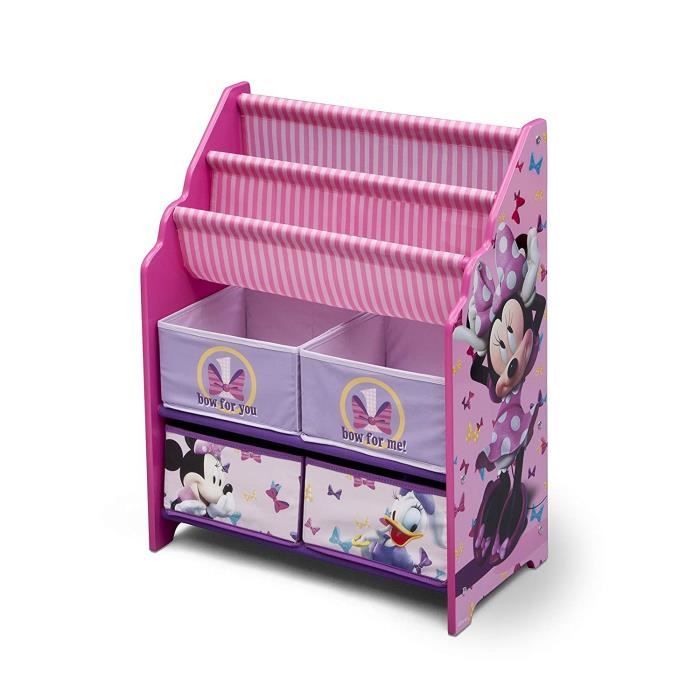 MINNIE - Meuble Enfant de Rangement Jouets/Livres en Bois - Rose et Multicolore - Fille - Disney - A partir de 3 ans