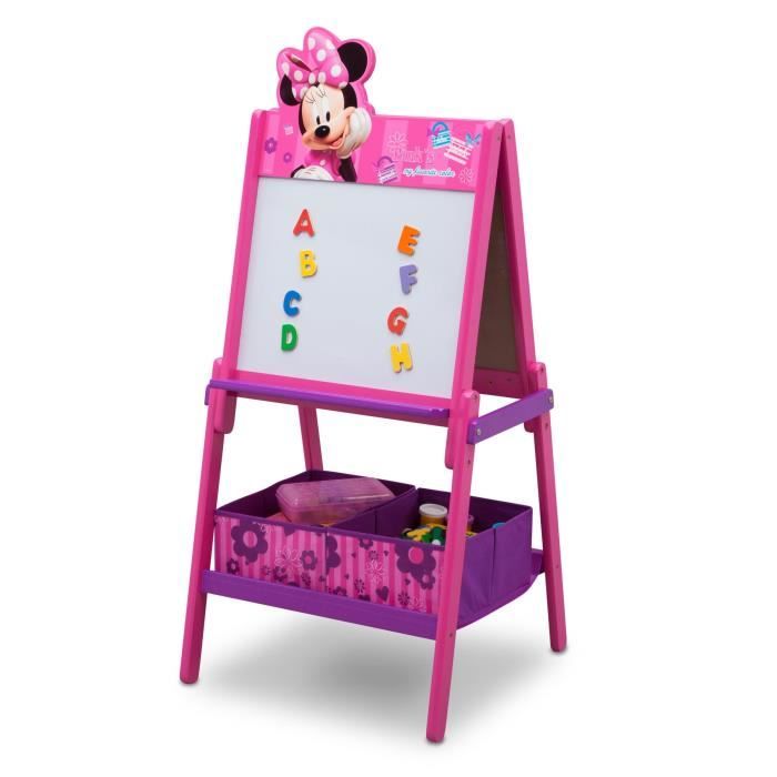 MINNIE - Tableau Enfant - Chevalet double face en bois avec rangements - Rose