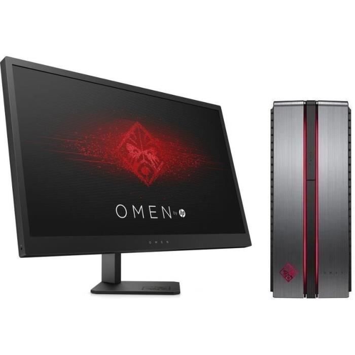 HP PC de Bureau Gamer Omen 870234nf - RAM 8Go - Core I7-7700 - NVIDIA GTX 1070 - Stockage 128Go SSD + 1To + Ecran Omen 25\