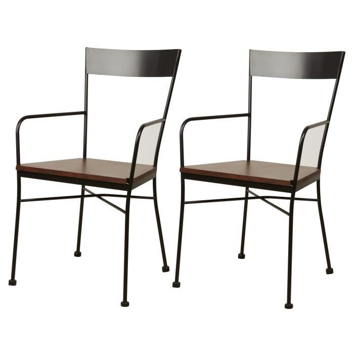 VOLTAGE Lot de 2 chaises de cuisine en metal noir - Industriel - L 44 x P 45 cm