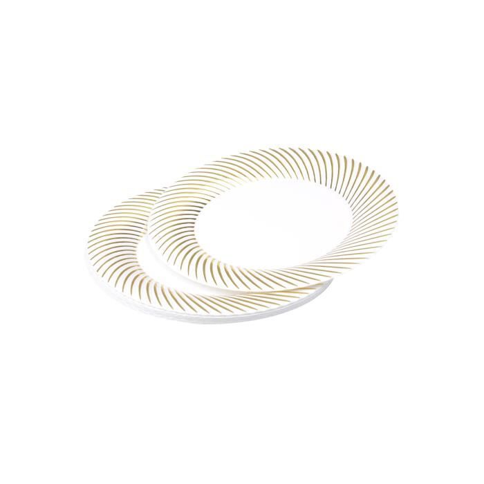 Lot de 6 assiettes blanches avec contour or diamètre 18 cm