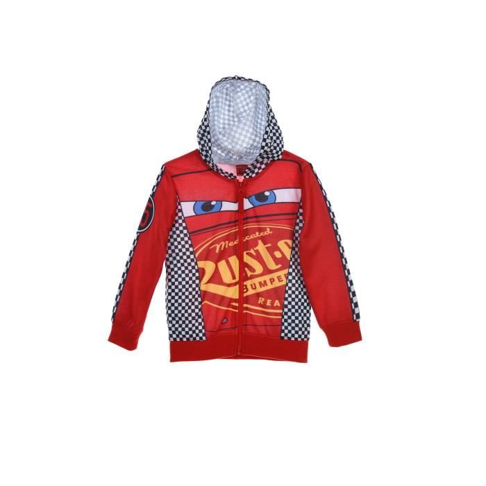 CARS 3 Sweat à Capuche Zippé Rouge Enfant Garçon