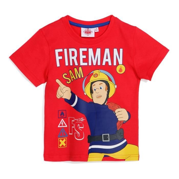 SAM LE POMIPIER Tee-Shirt Rouge Enfant Garçon Sérigraphie