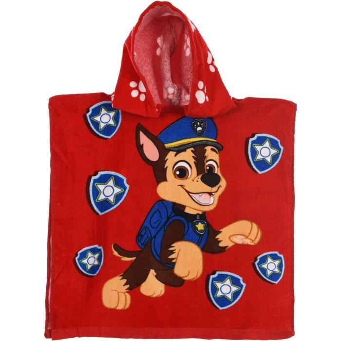 PAW PATROL Cape de Bain Capuche Garçon 100% Coton Rouge