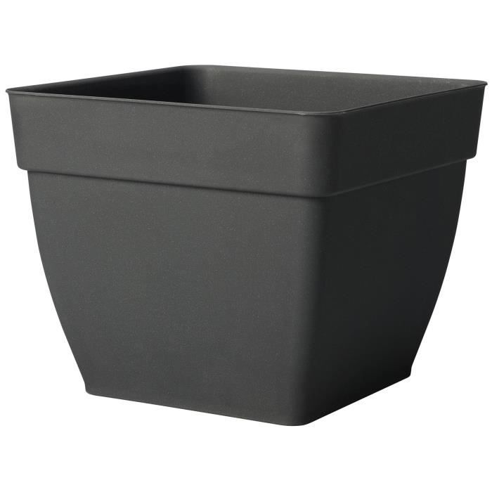 DEROMA Pot de fleurs Ninféa à réserve d'eau - 29 x 29 x H 23,9 cm - 14,3 L - Noir anthracite