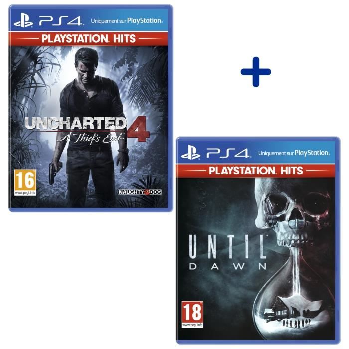 Pack 2 Jeux PS4 PlayStation Hits : Uncharted 4 + Until Dawn