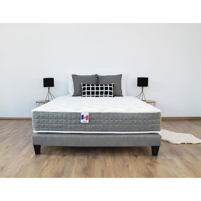 CONFORT DESIGN Ensemble matelas + sommier 140 x 190 - Latex, mousse mémoire et mousse - 27 cm - Équilibré et ferme - YOGA