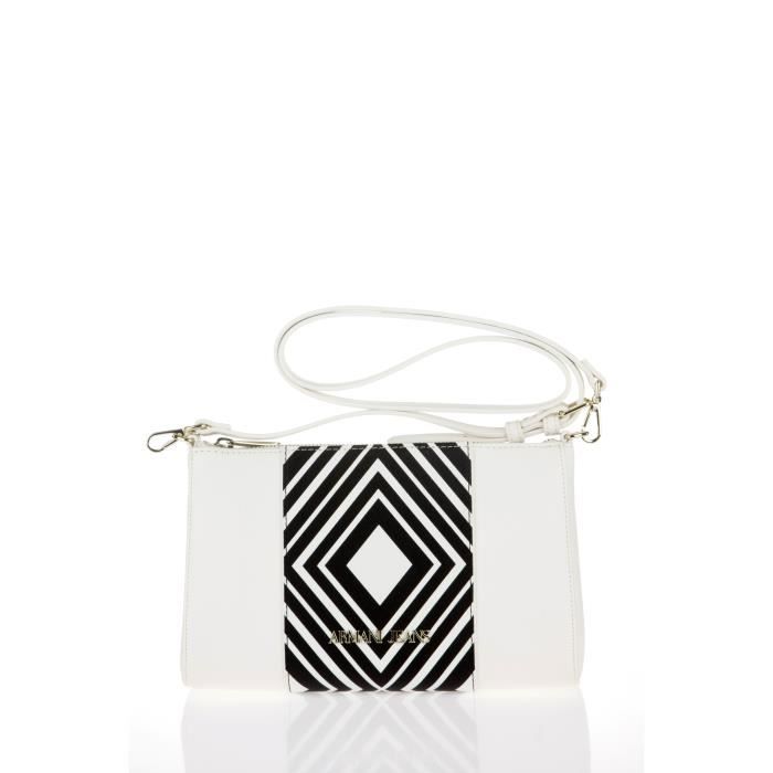 ARMANI JEANS - Sac à Bandoulière Blanc Imprimé Géographique Noir - Femme