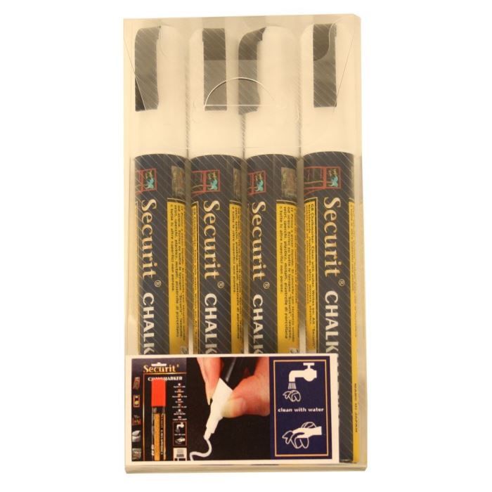 Lot de 4 feutres craie, coloris blanc
