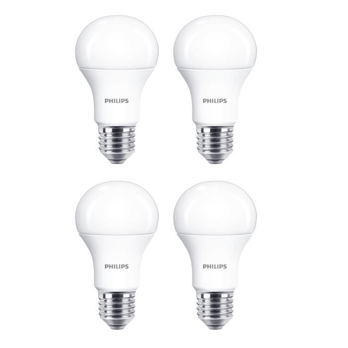 PHILIPS EDF Lot de 4 ampoules LED E27 11 W équivalent à 75 W