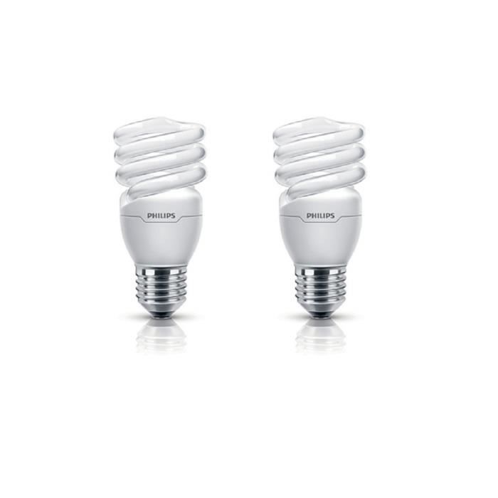 PHILIPS Lot de 2 ampoules fluo-compacte E27 15 W équivalent à 75 W