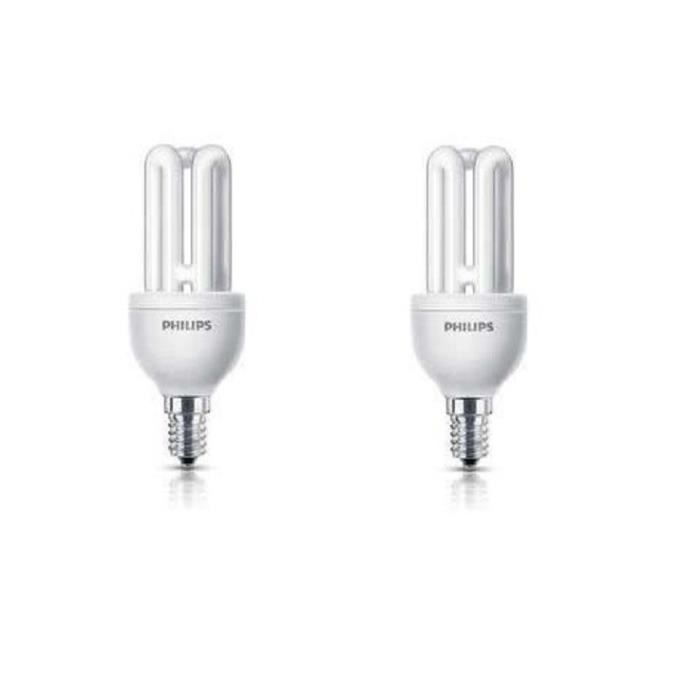 PHILIPS Lot de 2 ampoules fluo-compacte E14 11 W équivalent à 50 W