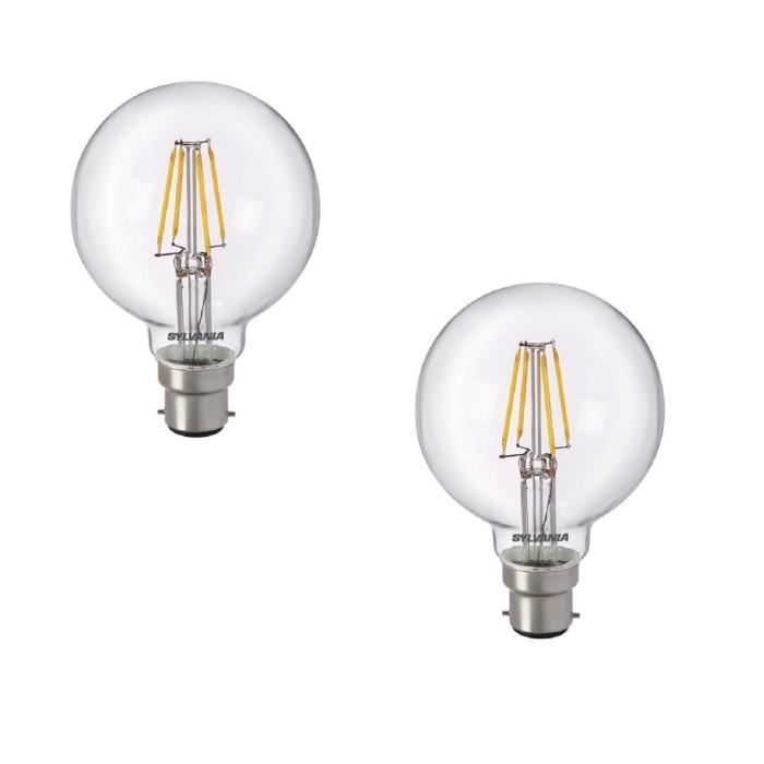 SYLVANIA Lot de 2 ampoules LED à filament Toledo RT G80 B22 5 W équivalent à 50 W