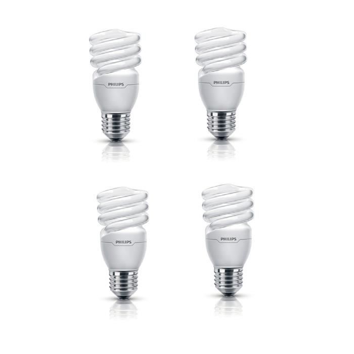 PHILIPS Lot de 4 ampoules fluo-compacte E27 15 W équivalent à 75 W