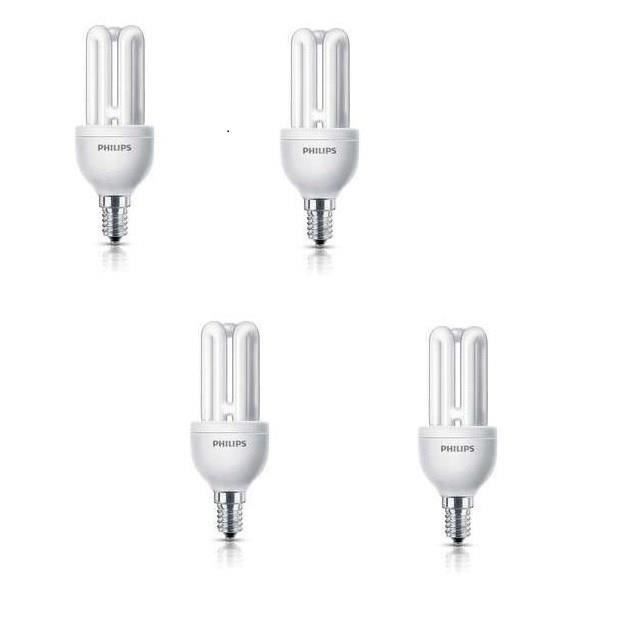 PHILIPS Lot de 4 ampoules fluo-compacte E14 11 W équivalent à 50 W