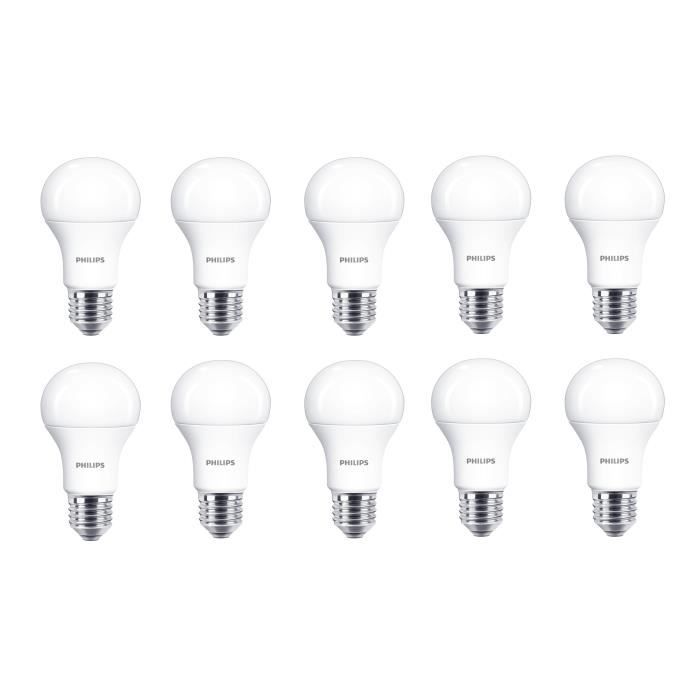 PHILIPS EDF Lot de 10 ampoules LED E27 11 W équivalent à 75 W