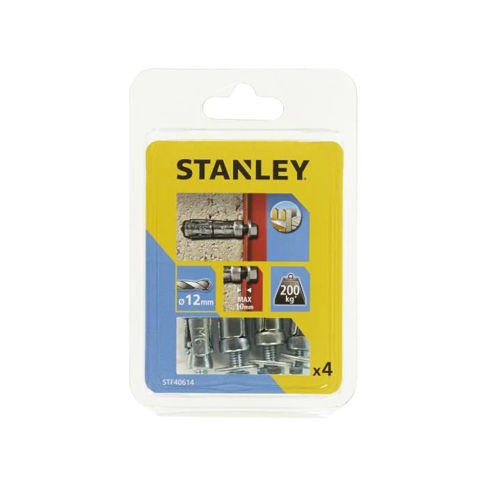 STANLEY Kit de 4 boulons à expansion avec vis M6 STF40614-XJ