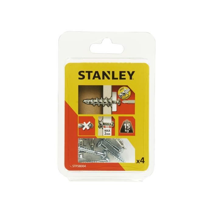 STANLEY Kit de 4 chevilles auto foreuses métal M4x39 mm avec vis STF58004-XJ