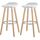 OSLO Lot de 2 tabourets de bar blanc laqué + pieds