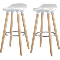 TABOURET DE BAR OSLO Lot de 2 tabourets de bar blanc laqué + pieds TABOURET DE BAR OSLO Lot de 2 tabourets de bar blanc laqué + pieds