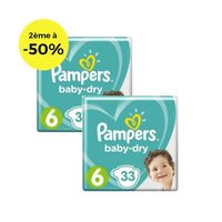 COUCHE Pampers Baby-Dry Taille 6 x33 - Lot de 2 COUCHE Pampers Baby-Dry Taille 6 x33 - Lot de 2