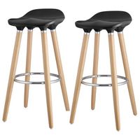 TABOURET DE BAR OSLO Lot de 2 tabourets de bar noir laqué + pieds TABOURET DE BAR OSLO Lot de 2 tabourets de bar noir laqué + pieds