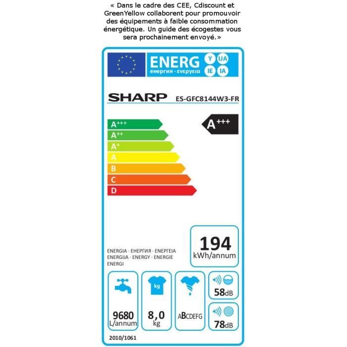  ES-GFC8144W3 - Lave-linge frontal - 8kg - 14003