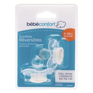 BEBE CONFORT Sucette Reversible Silicone Nuit 6/36m x2
