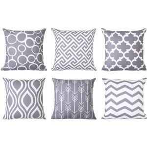 HOUSSE DE COUSSIN Topfinel 6 Pcs Housse de Coussin Toile Carré Décor