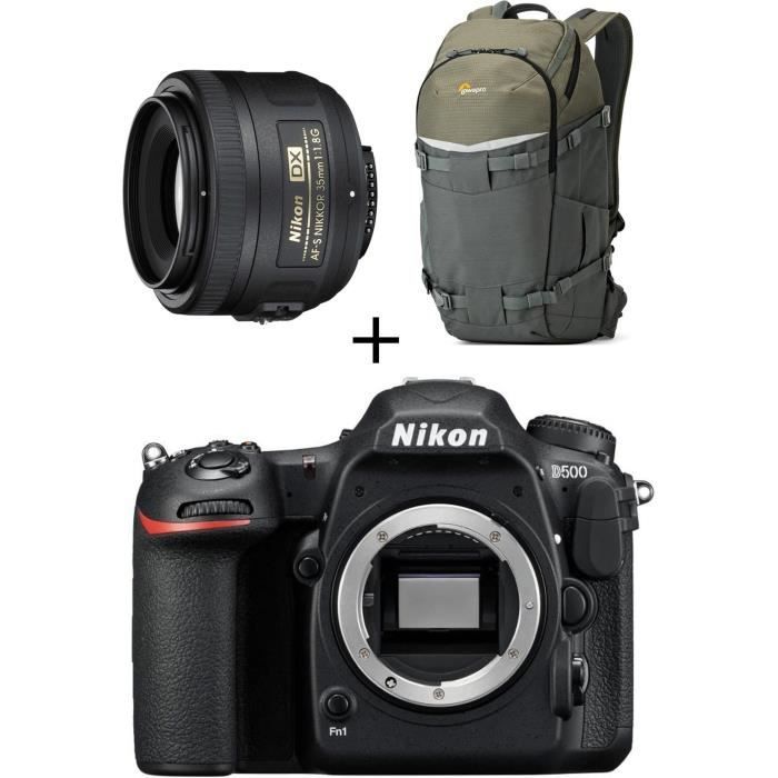NIKON D500 Boîtier nu appareil photo Réflex + Objectif + Sac à dos pour Réflex