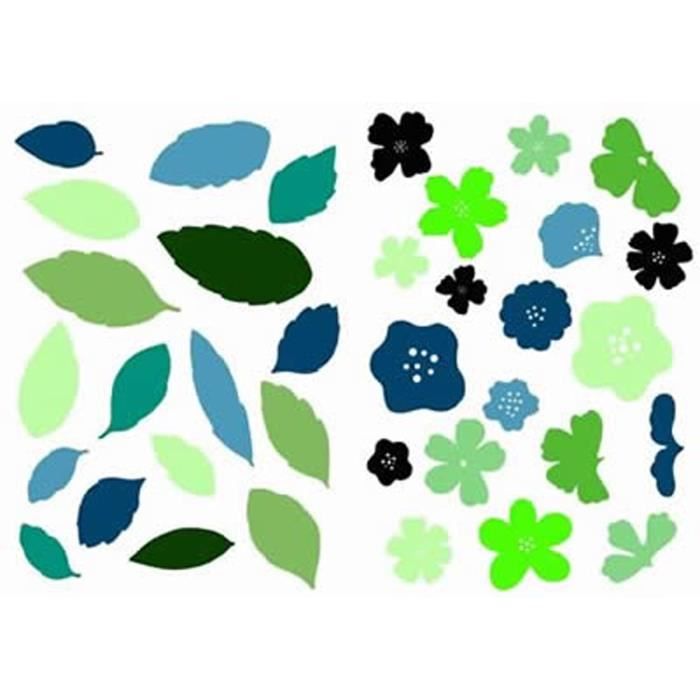 PLAGE Stickers adhésif mural Taille S - Floraison 2 planches 29,7 x 21 cm, divers motifs