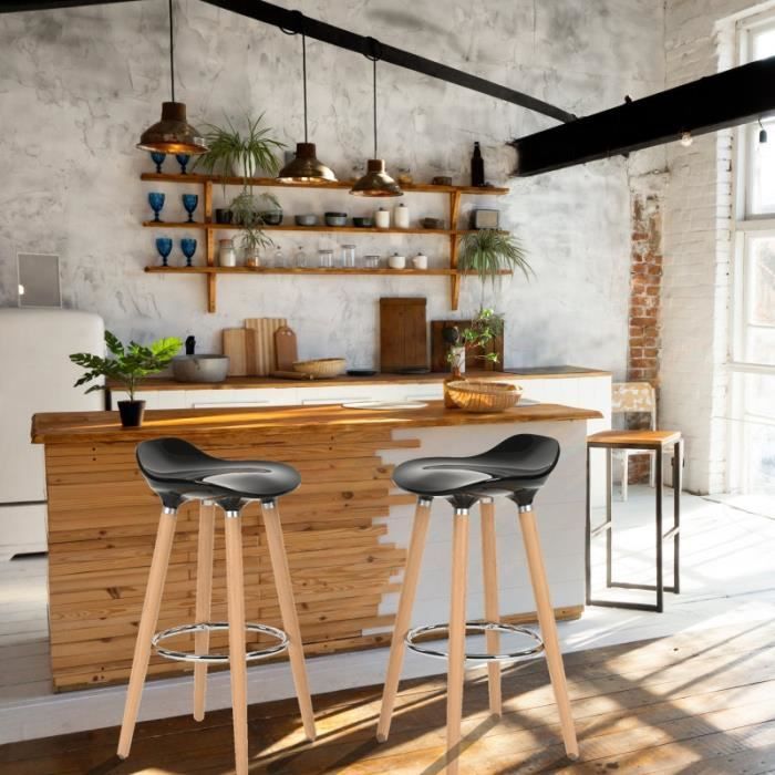 FurnitureR Lot de 2 Tabourets de Bar Cuisine Scandinaves ...