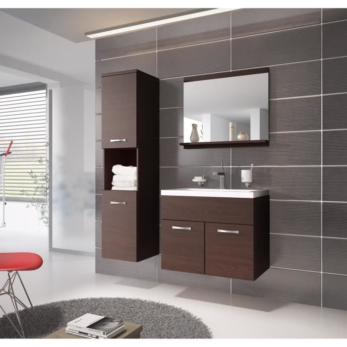 Meuble de salle de bain en bois Chêne foncé 60 cm bassin ...