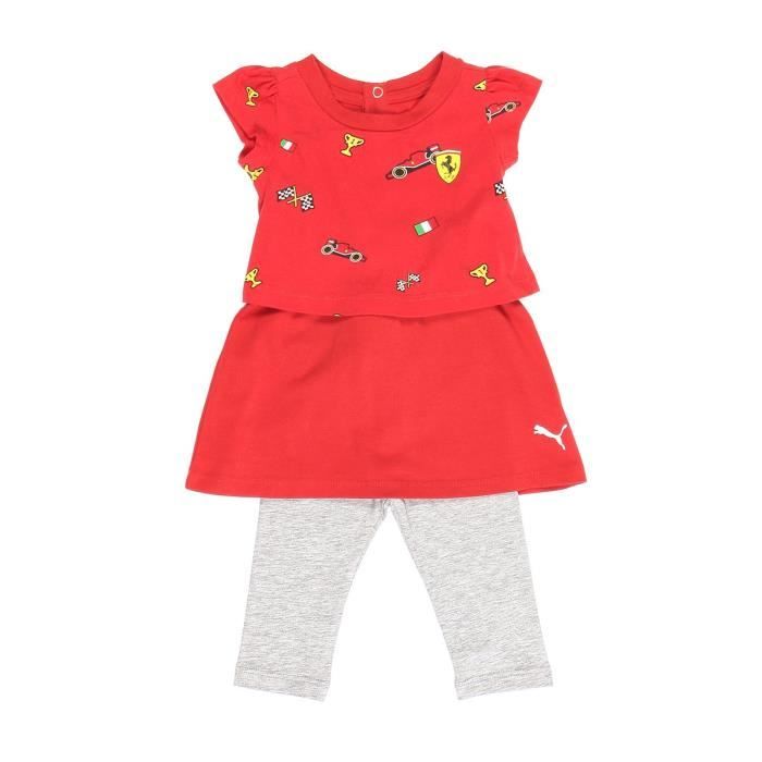 PUMA Ensemble Robe et Pantalon Enfant fille - Rouge et Blanc