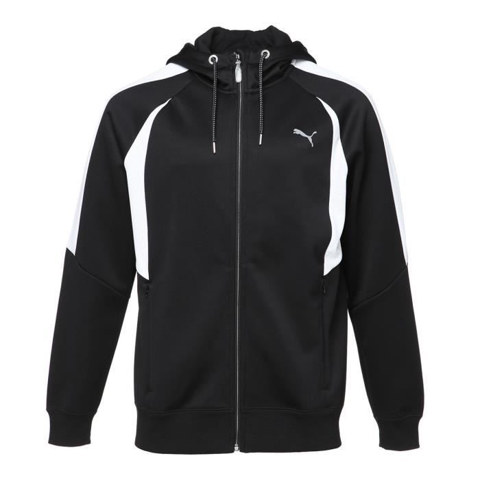 PUMA Active Veste à capuche zippé Homme - Noir et blanc